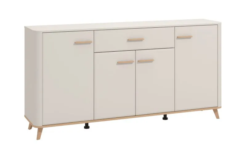 Kommode | 4 Drehtüren | 1 Schublade | Farbe: Kaschmir | ABS-Kanten | 3 Holzeinlegeböden | Sideboard | Maße: 179,5 x 40 x 90,5 cm | 6 Fächer | für Wohnzimmer