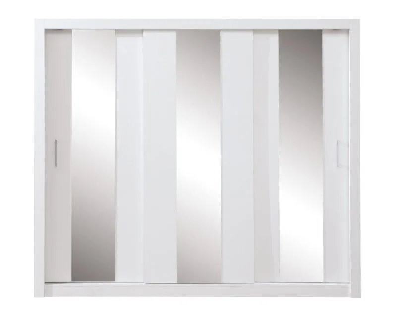 Schlafzimmer - Kleiderschrank mit Spiegel, Farbe: Weiß - Abmessungen: 215 x 250 x 60 cm (H x B x T) Abbildung