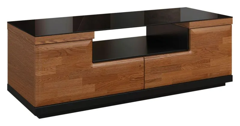 TV-Unterschrank teilmassiv Farbe: Walnuss / Schwarz 42x122x51 cm Abbildung