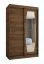 Schiebetürenschrank / Kleiderschrank | Farbe: Walnuss | zwei Kleiderstangen | 1,2 Meter breit | Aluminiumschienen | eine Spiegeltür | fünf Fächer