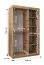Kleiderschrank / Schiebetürenschrank Jorasses 08, Farbe: Kaschmir, Aluminiumschienen, fünf Fächer, 1,2 Meter breit, eine Spiegeltür, zwei Kleiderstangen