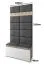 Schmale Garderobe 01 mit Sitzbank gepolstert, Farbe: Graphit/Cream, 215 x 100 x 40 cm, für 8 Paar Schuhe, 6 Kleiderhaken, 4 Fächer