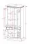 Vitrine Gyronde 15, Kiefer massiv Vollholz, Farbe: Weiß / Walnuss - 190 x 90 x 45 cm (H x B x T)