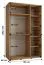 Kleiderschrank Mina mit Schiebetüren in Weiß/Eiche gehalten, Anti Staubbürsten, platzsparend, viel Stauraum, 235,2 x 150 x 60 cm, robustes Material
