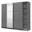Schiebetürenschrank / Kleiderschrank Kule 10, Farbe: Graphitgrau, Spiegel, ABS-Kanten, zwei Kleiderstangen, 10 Fächer, Maße: 210 x 236,5 x 62,5 cm