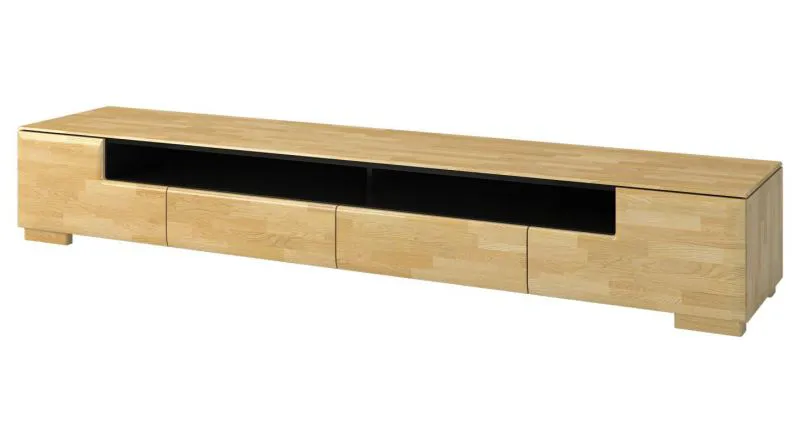 TV-Kommode teilmassiv Farbe: Eiche / Schwarz 38x242x50 cm Abbildung
