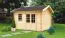 Holz-Gartenhaus 3,98 x 3,98 Meter (inkl. Dach) | Naturbelassen | Satteldach | 44 mm Blockbohlen-Haus Abbildung