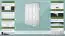 Kleiderschrank mit 3 Drehtüren Kiefer Vollholz massiv weiß / grau Lagopus 122, Kleiderstange, 2 Schubladen, 200 x 124 x 60 cm, 4 Fächer