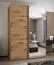 Kleiderschrank / Schiebetürenschrank | 245,5 x 170 x 64 cm | 11 Fächer | 2 Kleiderstangen | 2 Schiebetüren | Soft-Close | Spiegel | Farbe: Eiche Artisan