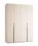 Falttür / Kleiderschrank | Farbe: Beige | Griffe: Schwarz | 3 Schubladen | 3 Kleiderstangen | 175 x 60 x 240 cm | Soft-Close | inkl. LED-Beleuchtung