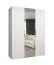 Kleiderschrank mit zwei Fächer Korab 71, Farbe: Weiß, zwei Kleiderstangen, 1,5 Meter breit, Griffe: Gold, Soft-Close-Funktion, eine Spiegeltür, Drehtürenschrank