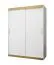 Schiebetürenschrank im eleganten Design Bernina 61, Weiß Matt, fünf Fächer, zwei Kleiderstangen, Maße: 200 x 150 x 62 cm, Griffe: Gold