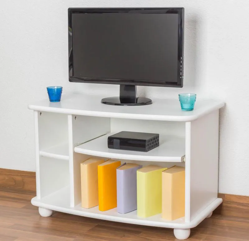 TV-Lowboard Massivholz Farbe: Weiß 50x77x40 cm Abbildung