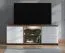 TV-Schrank / TV-Möbel mit zwei Türen Kanjiza 02, Farbe: Eiche Flagstaff / Weiß / Weiß Hochglanz, zwei Kabeldurchführungen, Maße: 59,5 x 157 x 40 cm, sechs Fächer