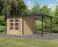 Gartenhaus natur/anthrazit, 2,38×2,42 m, Fichte, Anbaudach 2,35 m, witterungsbeständiges Trapezblech, robuste metallverstärkte-Ecken, Zylinderschloss
