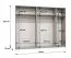 Kleiderschrank / Drehtürenschrank mit fünf Spiegeltüren | Farbe: Walnuss | 2,5 Meter breit | Griffe: Schwarz | drei Fächer | drei Kleiderstangen | Soft-Close