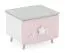 Kinderzimmer - Nachtkästchen Ines 11, Farbe: Weiß / Rosa / Grau - Abmessungen: 34 x 44 x 39 cm (H x B x T)
