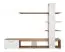 Moderne Wohnwand Kinn 01, Farbe: Eiche Wotan / Weiß Hochglanz - Abmessungen: 152 x 190 x 35 cm (H x B x T), mit genügend Stauraum