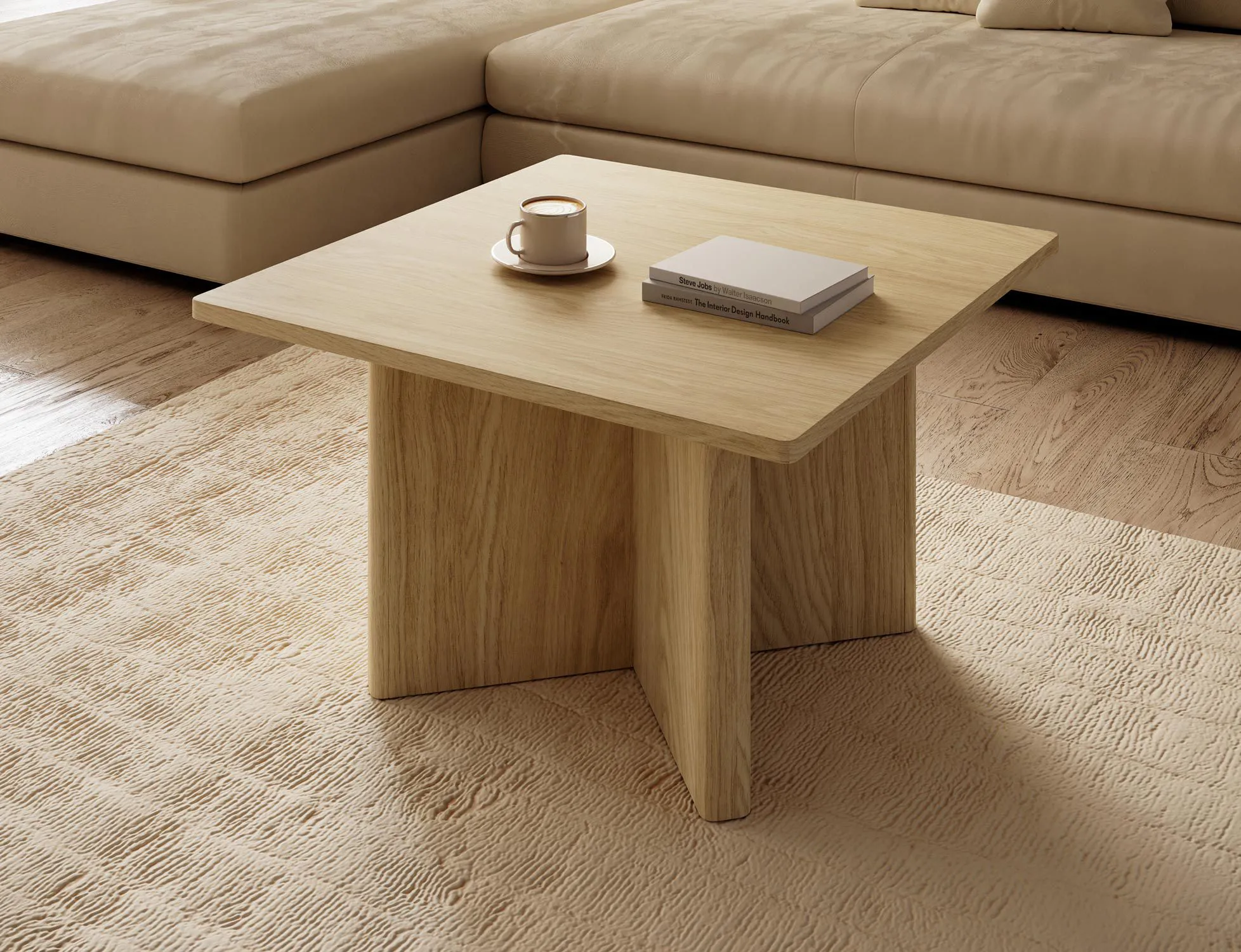 Couchtisch | Farbe: Eiche geölt | Quadratisch | 80 x 80 x 49 cm | ABS-Kantenschutz | Kaffeetisch | hochwertig Verarbeitet