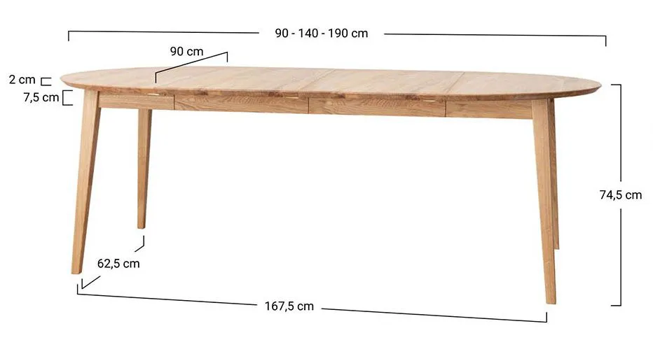 Esstisch rund Erdre 11 ausziehbar von 90 cm bis 190 cm, Tischplattenverlängerung um 2 x 50 cm, in Eiche geölt, 90 x 90 cm, aus Massivholz Eiche