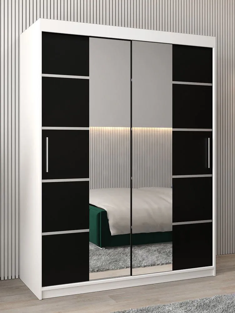 150 cm breiter Kleiderschrank mit 2 Türen | 5 Fächer