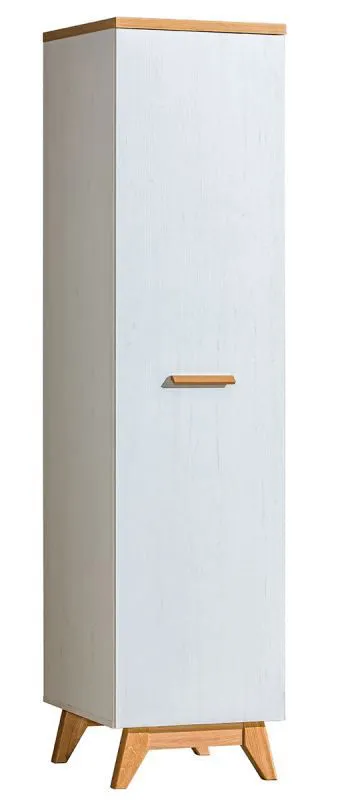 Schmaler 45 cm breiter Kleiderschrank mit 1 Tür | Kleiderstange | Farbe: Weiß, Türen Anzahl 1, Höhe (cm) 185, Länge/Tiefe (cm) 45, Breite (cm) 52, Material Holzwerkstoff, Farbe Weiß, Schmaler 45 cm breiter Kleiderschrank mit 1 Tür
