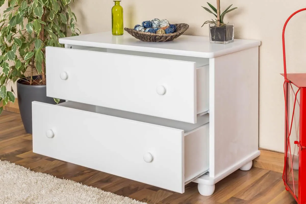 Nachttisch Weiß, Höhe (cm) 55, Länge/Tiefe (cm) 80, Breite (cm) 42, Massivholz, Material Kiefer massiv, Farbe Weiß, Nachttisch Weiß