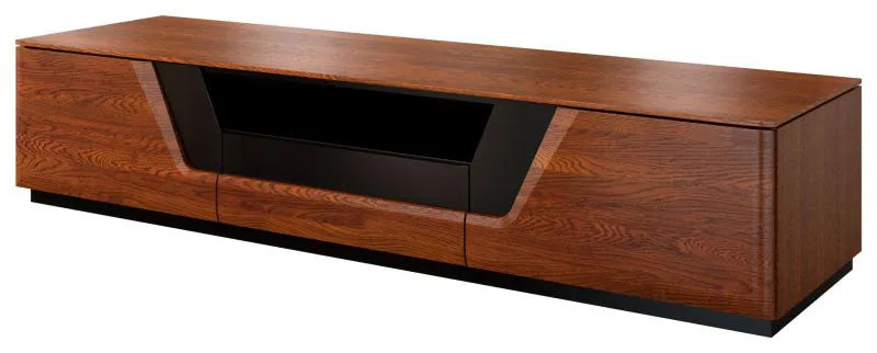 TV-Schrank teilmassiv Farbe: Walnuss / Schwarz 38x182x50 cm Abbildung
