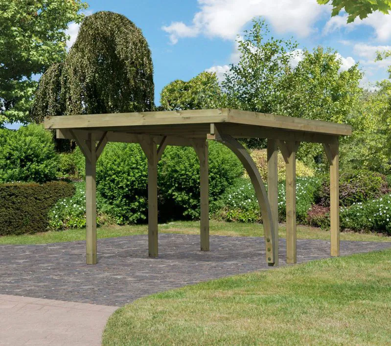 Einzelcarport Classic 1 mit Stahl-Dach Variante B SET inkl. einem Einfahrtsbogen; Grundfläche: 8,8 m²