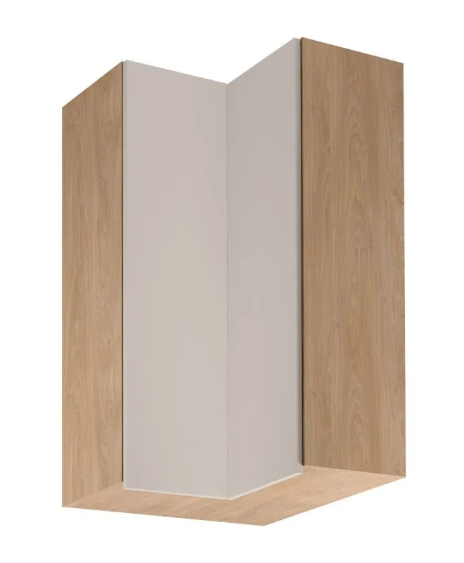 Küchenhängeschrank / Eckhängeschrank | 2 Drehtüren | Farbe: Eiche Puccini / Beige | Soft-Close Funktion | 3 Fächer | 60 x 60 x 100 cm | hochwertig Verarbeitet