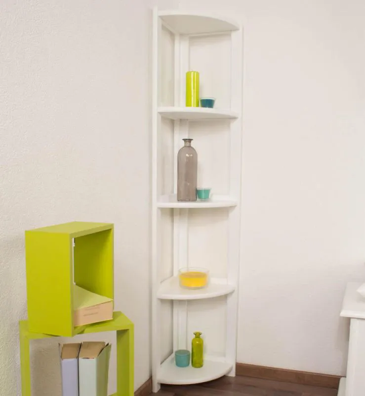 Bücherregal - 40 cm breit, Kiefer Holz-Massiv, Farbe: Weiß Abbildung