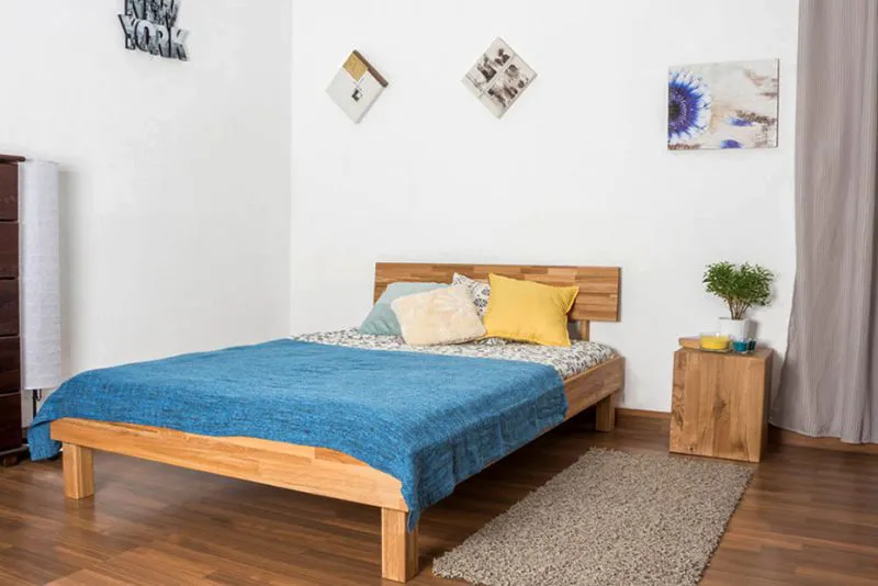 Bett 140 x 200 cm Eiche massiv geölt Abbildung