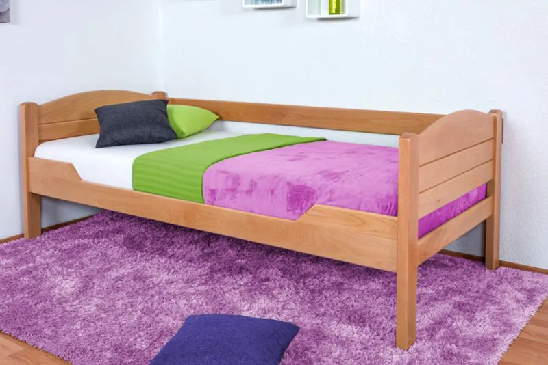 Bettrahmen für Kinder / Kinderbett 90 x 200 cm | Massivholz: Buche | Natur Lackiert | besonders hohe Qualität Abbildung