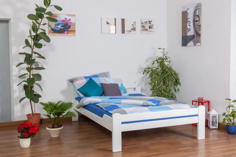 Bett Buche 140 x 200 cm Weiß Abbildung