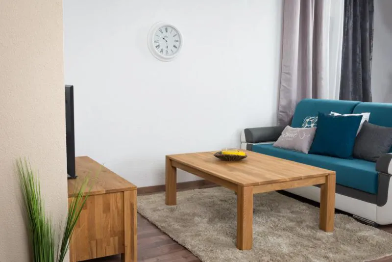 Couchtisch Eiche Massivholz Farbe: Natur 45x120x80 cm Wohnzimmermöbel Wohnzimmereinrichtung Abbildung