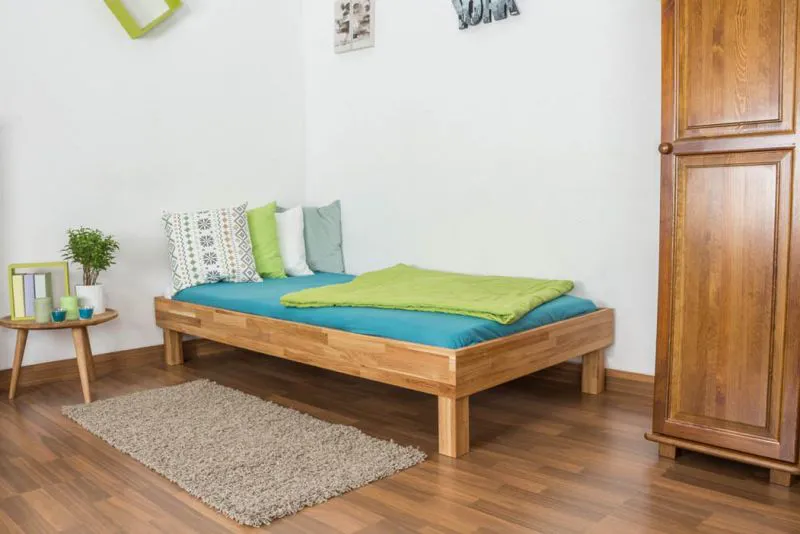 Eiche Massivholz Bettgestell 100 x 200 cm geölt Abbildung