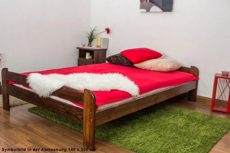 Massivholzbett Kiefer 160 x 200 cm Nuss Abbildung