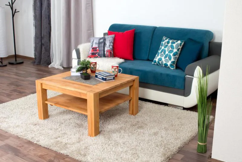 Couchtisch Buche Massivholz Farbe: Natur 45x80x80 cm Abbildung