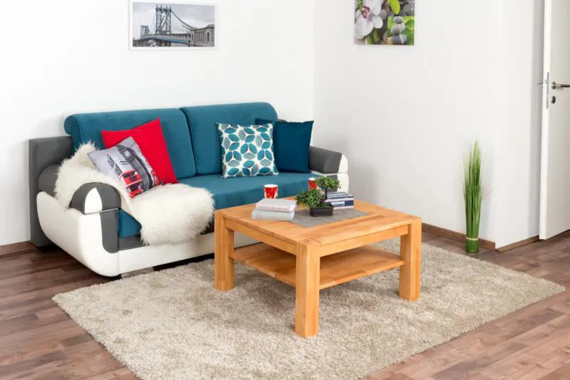 Sofatisch Clubtisch Loungetisch Couchtisch Buche Massivholz Farbe: Natur 45x80x80 cm Abbildung