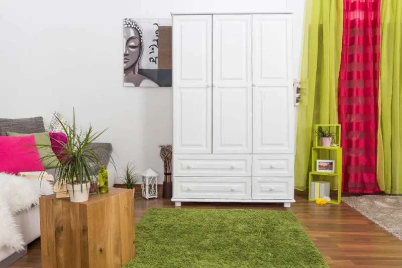 Kleiderschrank, Breite: 133 cm, Farbe: Weiß Abbildung