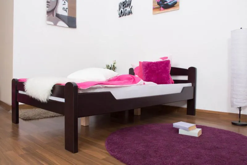 Buche Bett 120 x 200 cm Schokobraun Abbildung