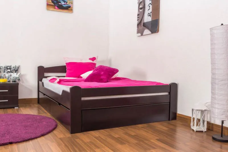 Bett 140 x 200 cm Buche massiv Schokobraun Abbildung