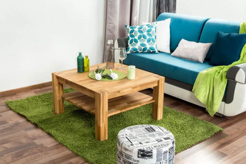 Beistelltisch Couchtisch Eiche Massivholz Farbe: Natur 50x80x80 cm Abbildung