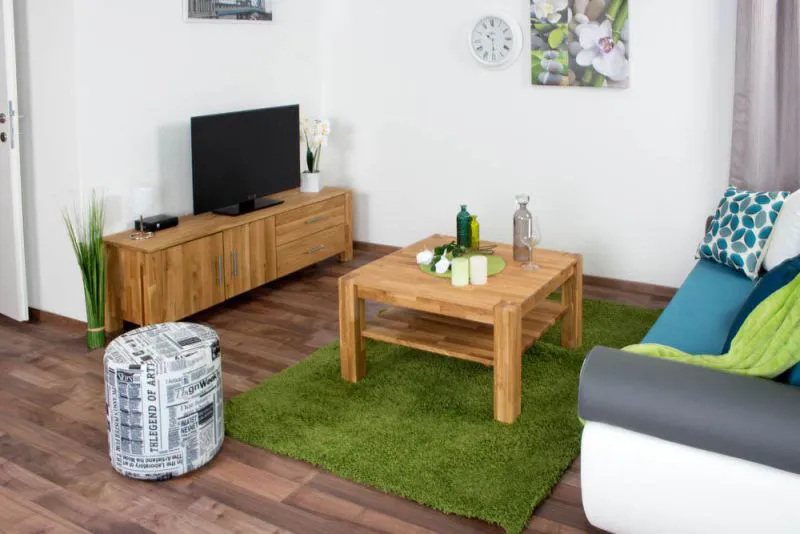 Couchtisch Eiche Massivholz Farbe: Natur 50x80x80 cm Wohnzimmermöbel Wohnzimmereinrichtung Abbildung