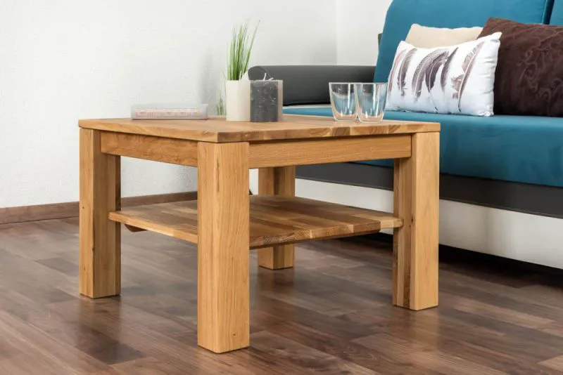 Wohnzimmertisch Eiche Massivholz Farbe: Natur 45x65x65 cm Abbildung