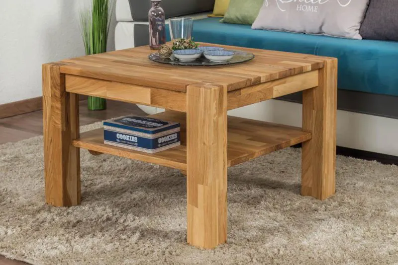 Couchtisch Eiche Massivholz Farbe: Natur 50x65x65 cm Abbildung