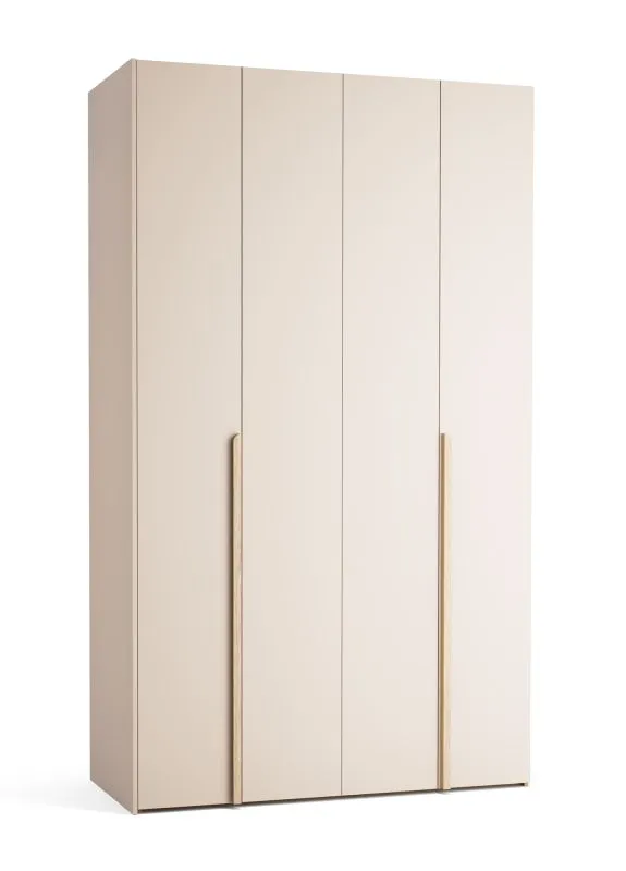 Falttür / Kleiderschrank | Farbe: Beige | 3 Schubladen | inkl. LED-Beleuchtung mit Bewegungssenor | 143 x 60 x 240 cm | 8 Fächer | 1 Kleiderstange