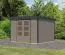 Pultdach Gartenhaus, Fichte wassergrau/anthrazit, Trapezblechdach, witterungsbeständig, robuste metallverstärkte-Ecken, Zylinderschloss, 2,98x2,42m