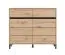 Kommode | 2 Drehtüren | Farbe: Eiche Artisan | 4 Fächer | Maße: 106 x 40 x 90 cm | ABS-Kanten | modernes Design | Beine: Schwarz | 2 Schubladen