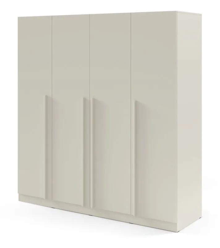 Kleiderschrank | Drehtürenschrank | 4-türig | 200 x 61 x 210 cm | Farbe: Kaschmir | 3 Kleiderstangen | 7 Fächer | ABS-Kanten | Edegem 01